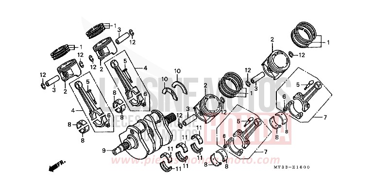 ARBRE VILEBREQUIN/PISTON de Pan-European ABS PEARL MULBERRY RED (R178P) 1992